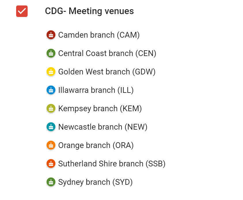 CDG Branch locations map